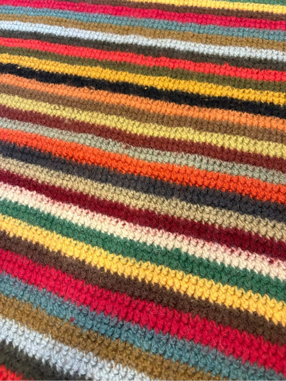 Nepal Hand Knit Pure Wool Multi Stripe Throw - Picture 7 of 7